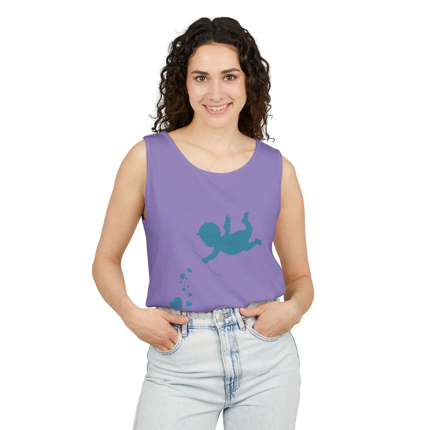 Cupid Love Tank Top - Unisex Garment-Dyed Shirt for Valentine's Day