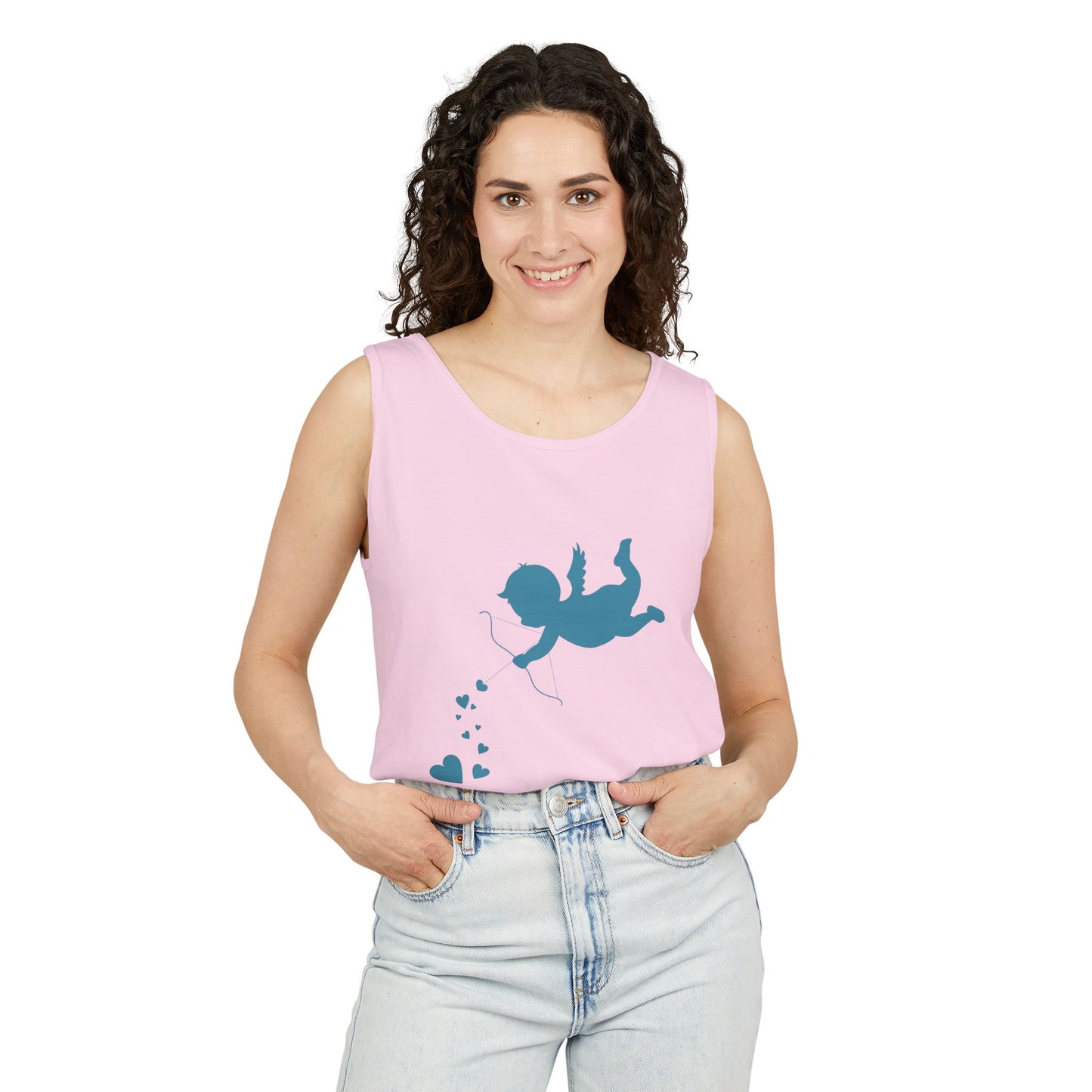 Cupid Love Tank Top - Unisex Garment-Dyed Shirt for Valentine's Day