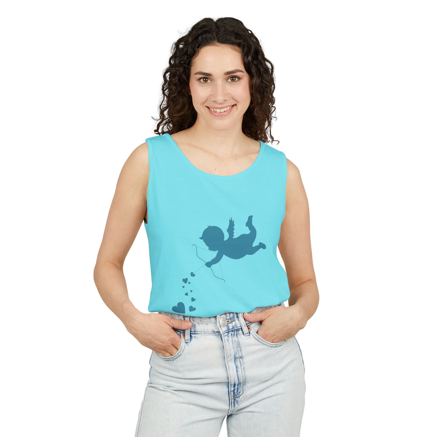 Cupid Love Tank Top - Unisex Garment-Dyed Shirt for Valentine's Day