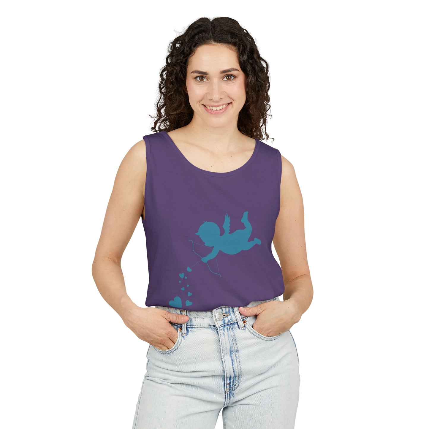 Cupid Love Tank Top - Unisex Garment-Dyed Shirt for Valentine's Day