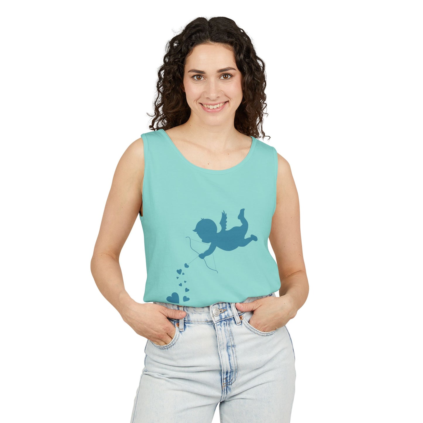 Cupid Love Tank Top - Unisex Garment-Dyed Shirt for Valentine's Day