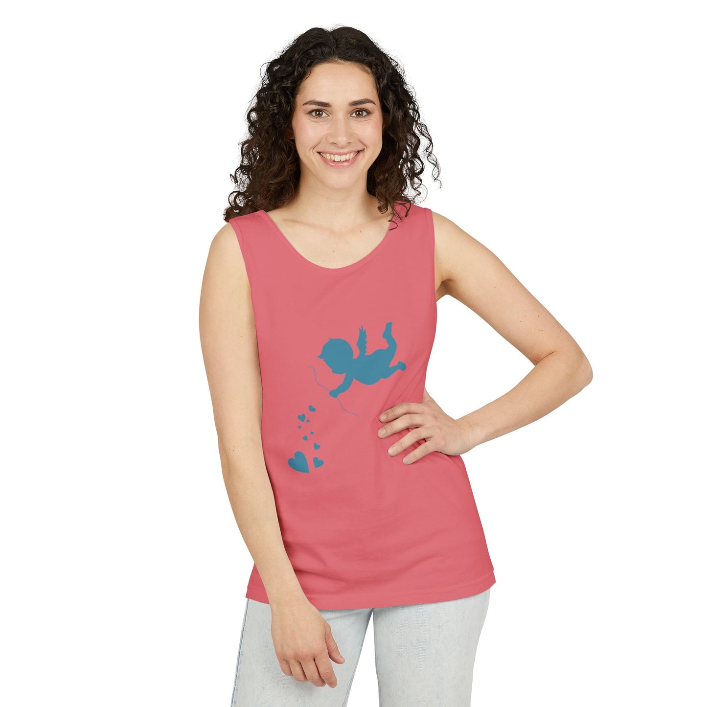 Cupid Love Tank Top - Unisex Garment-Dyed Shirt for Valentine's Day