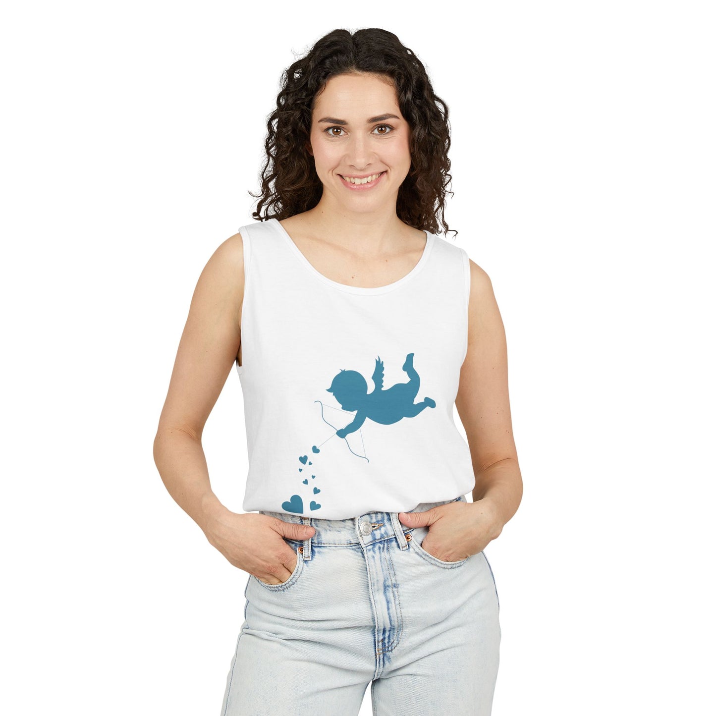 Cupid Love Tank Top - Unisex Garment-Dyed Shirt for Valentine's Day