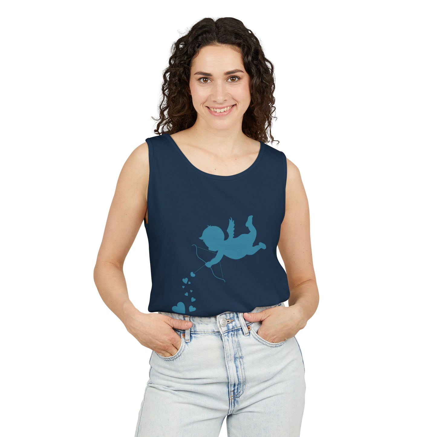 Cupid Love Tank Top - Unisex Garment-Dyed Shirt for Valentine's Day