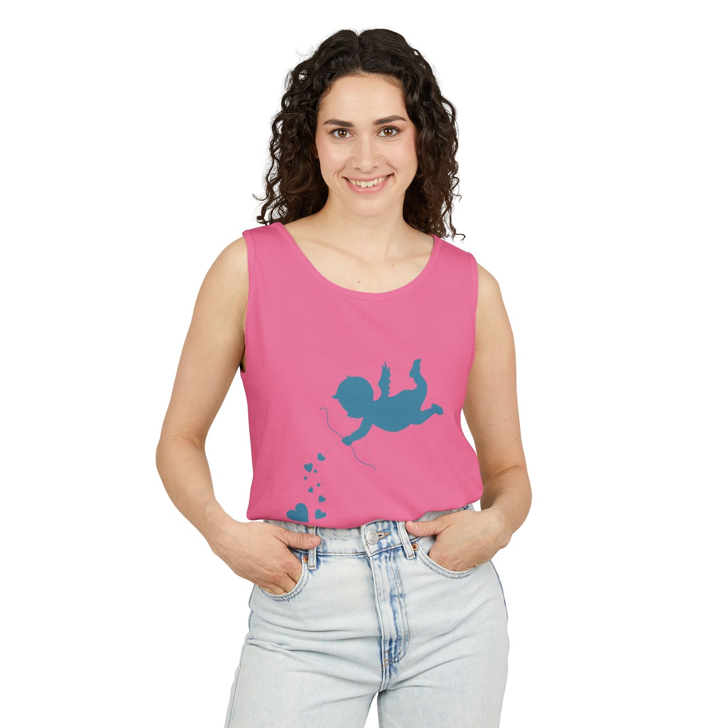 Cupid Love Tank Top - Unisex Garment-Dyed Shirt for Valentine's Day
