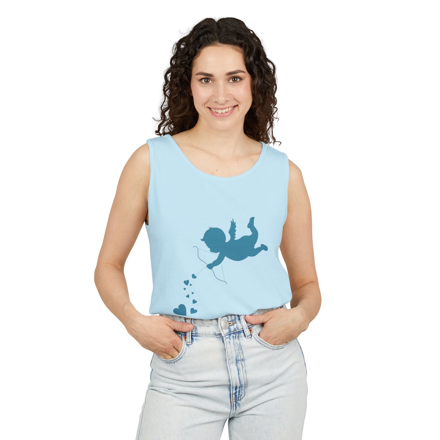 Cupid Love Tank Top - Unisex Garment-Dyed Shirt for Valentine's Day