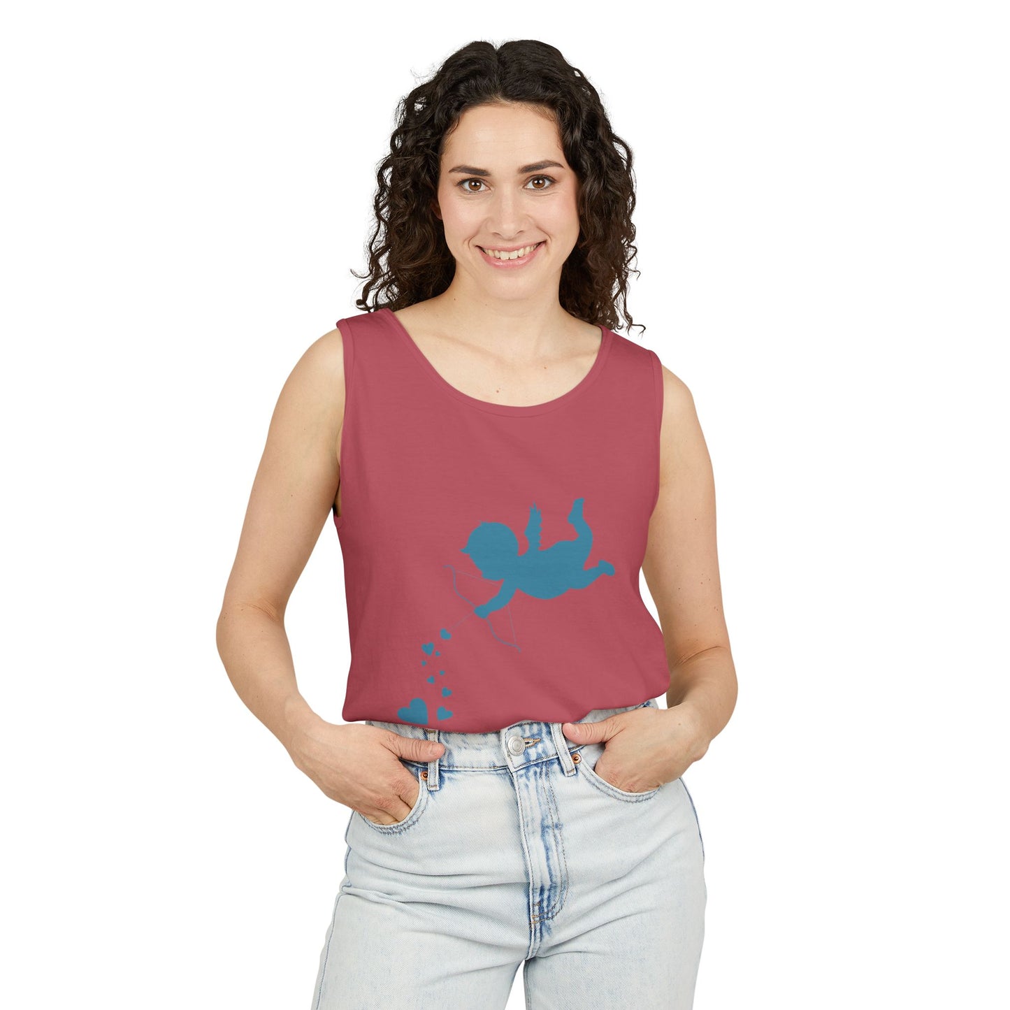 Cupid Love Tank Top - Unisex Garment-Dyed Shirt for Valentine's Day