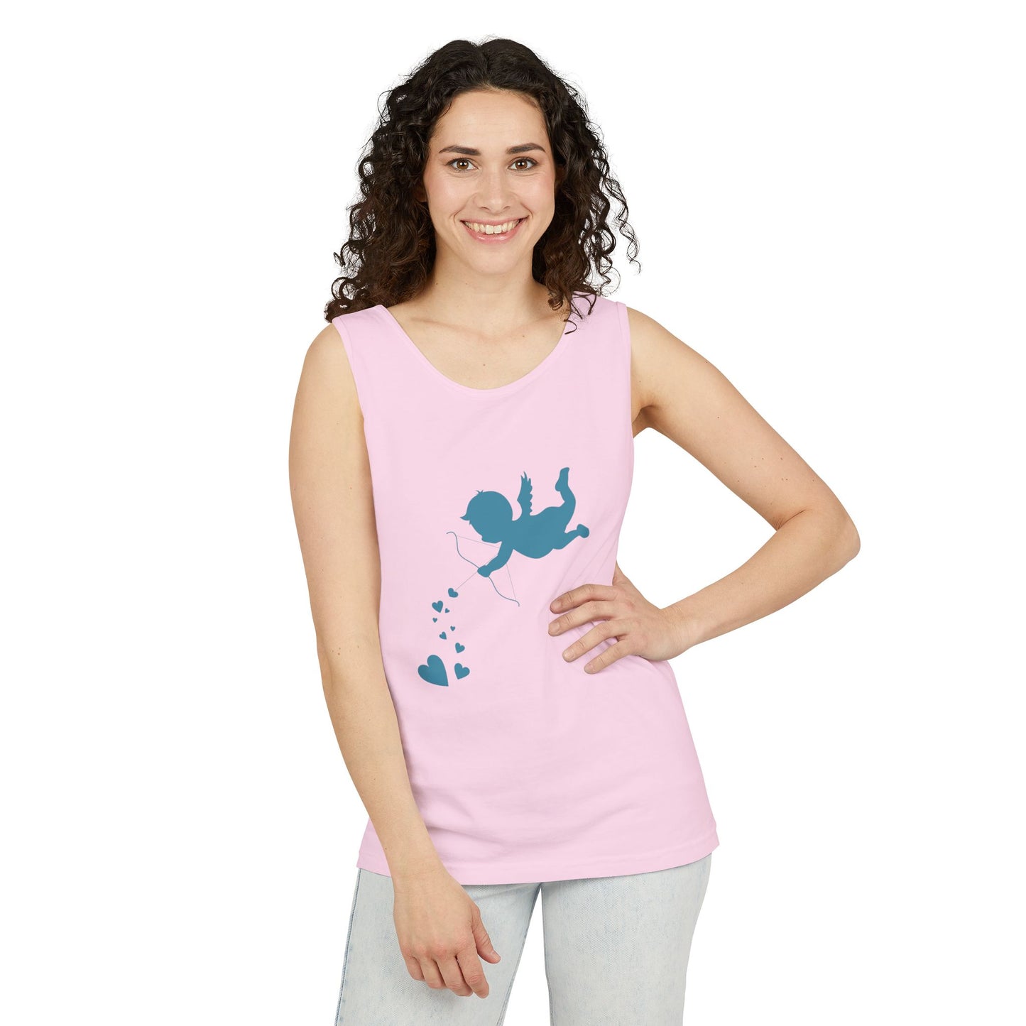 Cupid Love Tank Top - Unisex Garment-Dyed Shirt for Valentine's Day