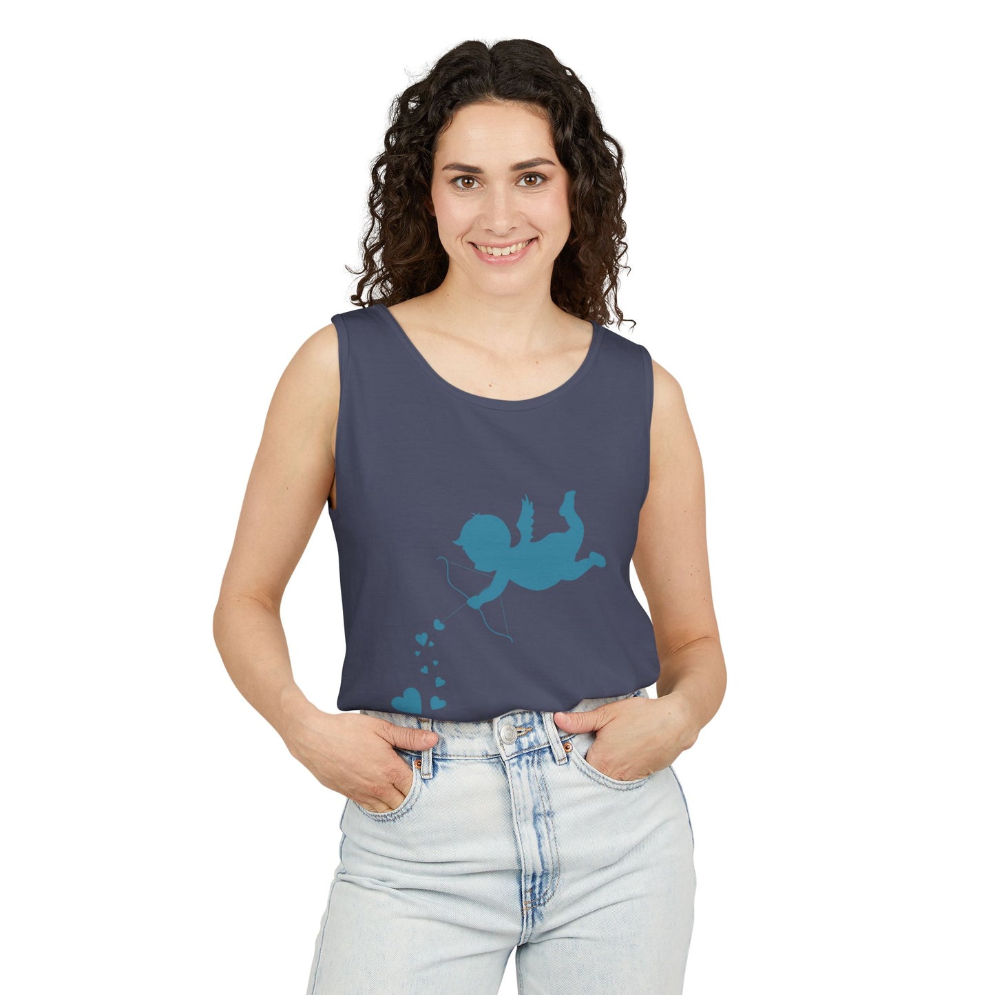 Cupid Love Tank Top - Unisex Garment-Dyed Shirt for Valentine's Day