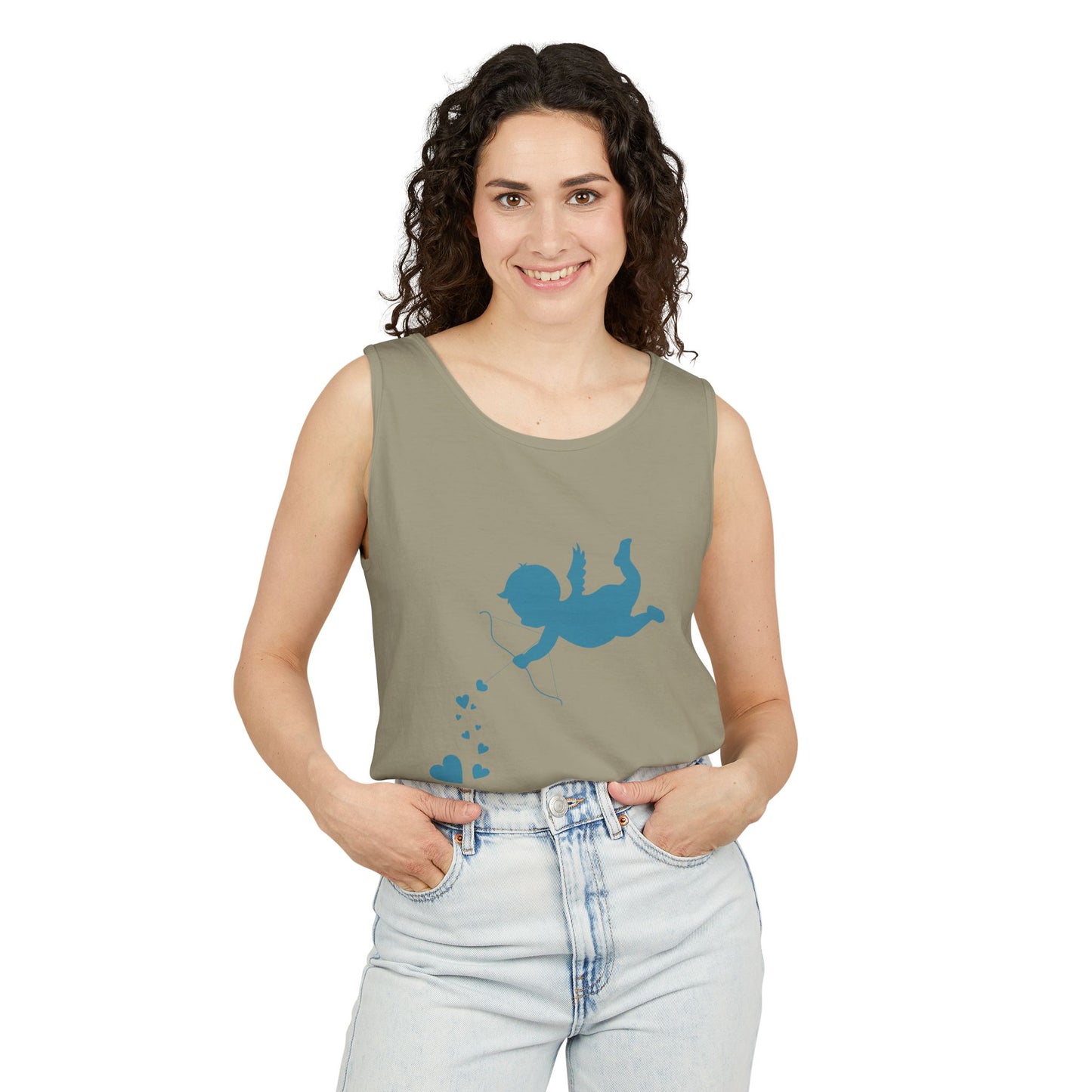 Cupid Love Tank Top - Unisex Garment-Dyed Shirt for Valentine's Day