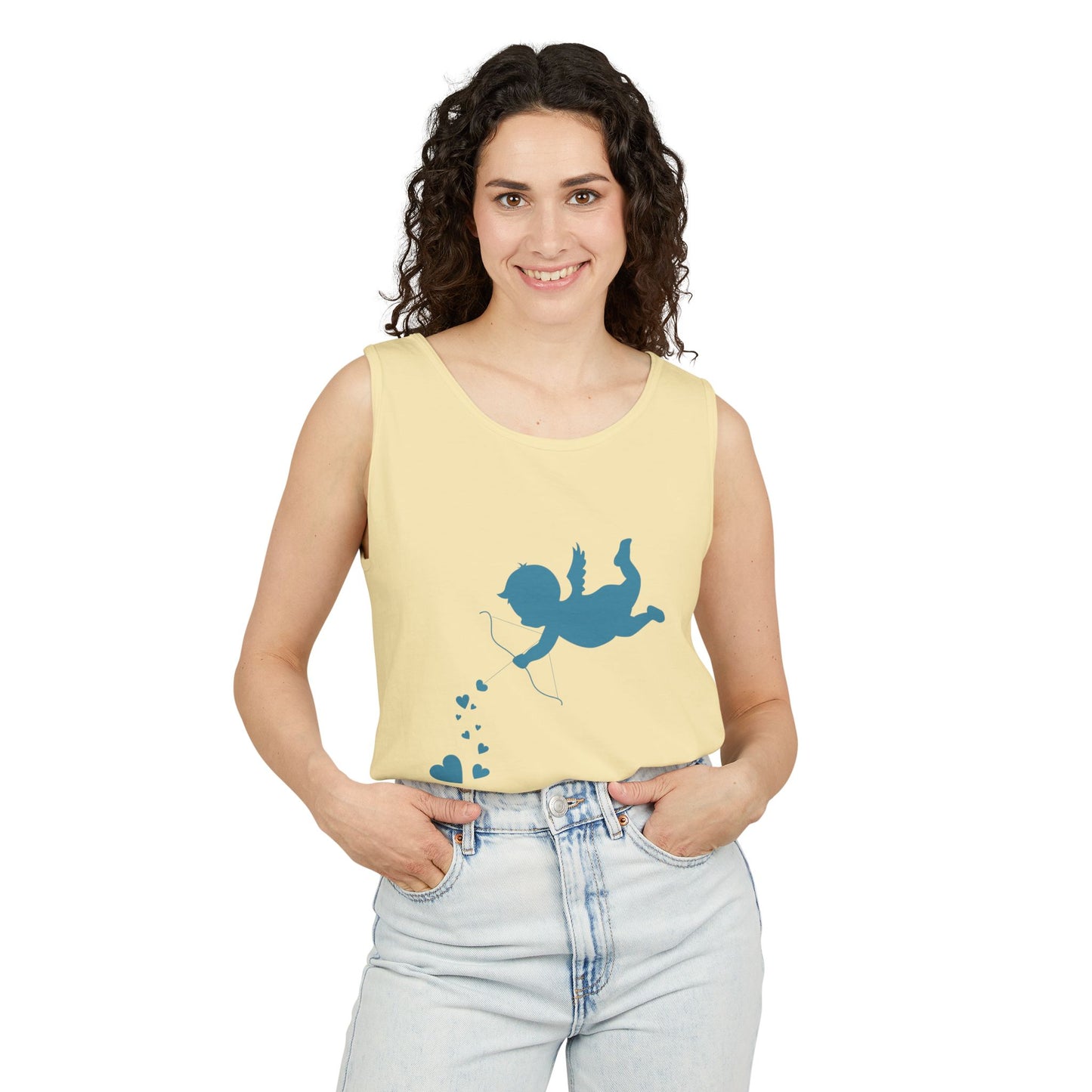Cupid Love Tank Top - Unisex Garment-Dyed Shirt for Valentine's Day