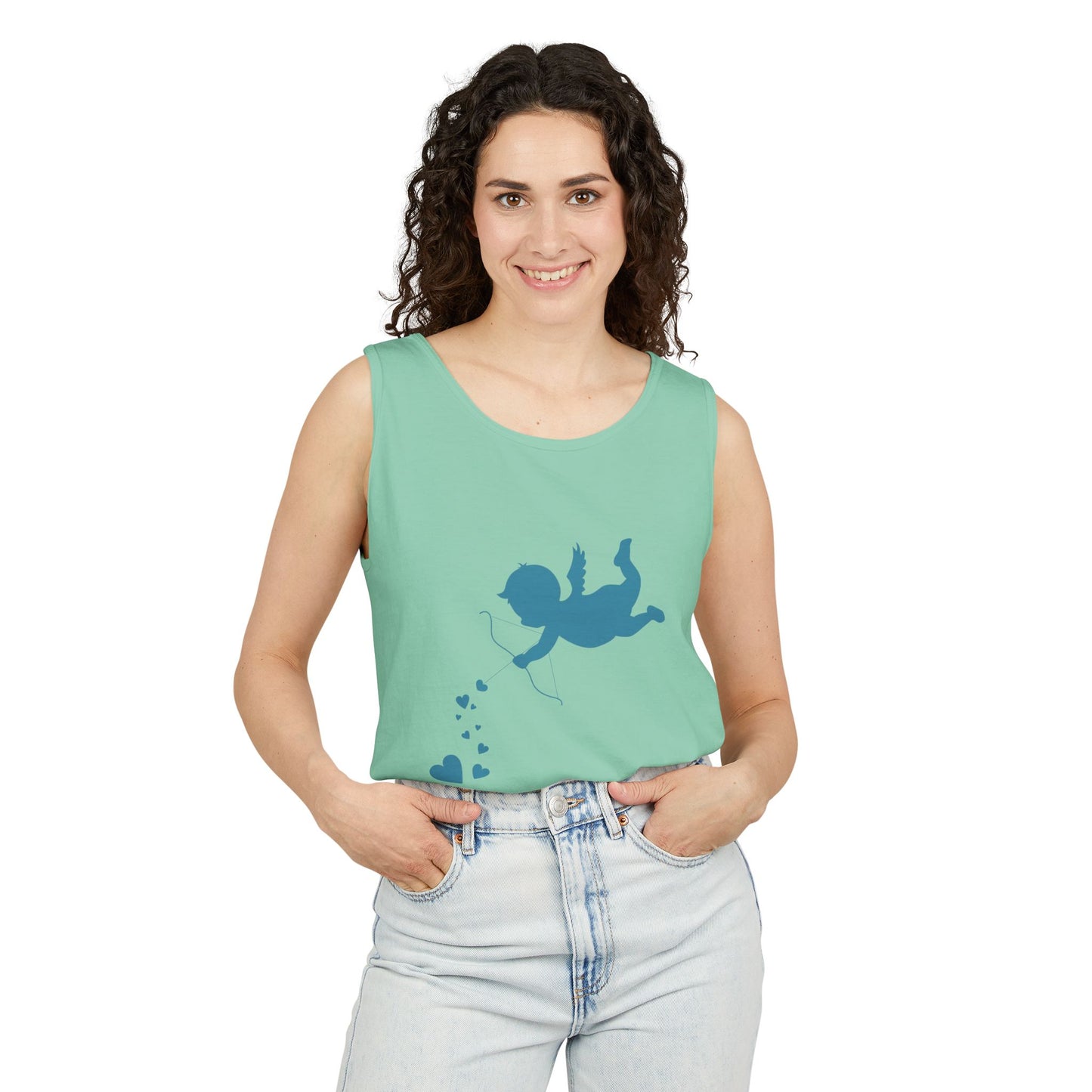 Cupid Love Tank Top - Unisex Garment-Dyed Shirt for Valentine's Day