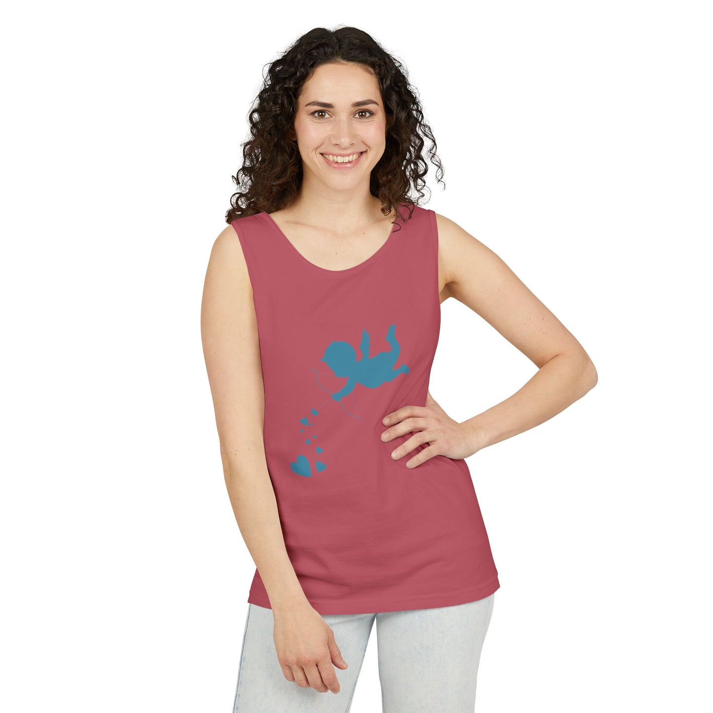 Cupid Love Tank Top - Unisex Garment-Dyed Shirt for Valentine's Day