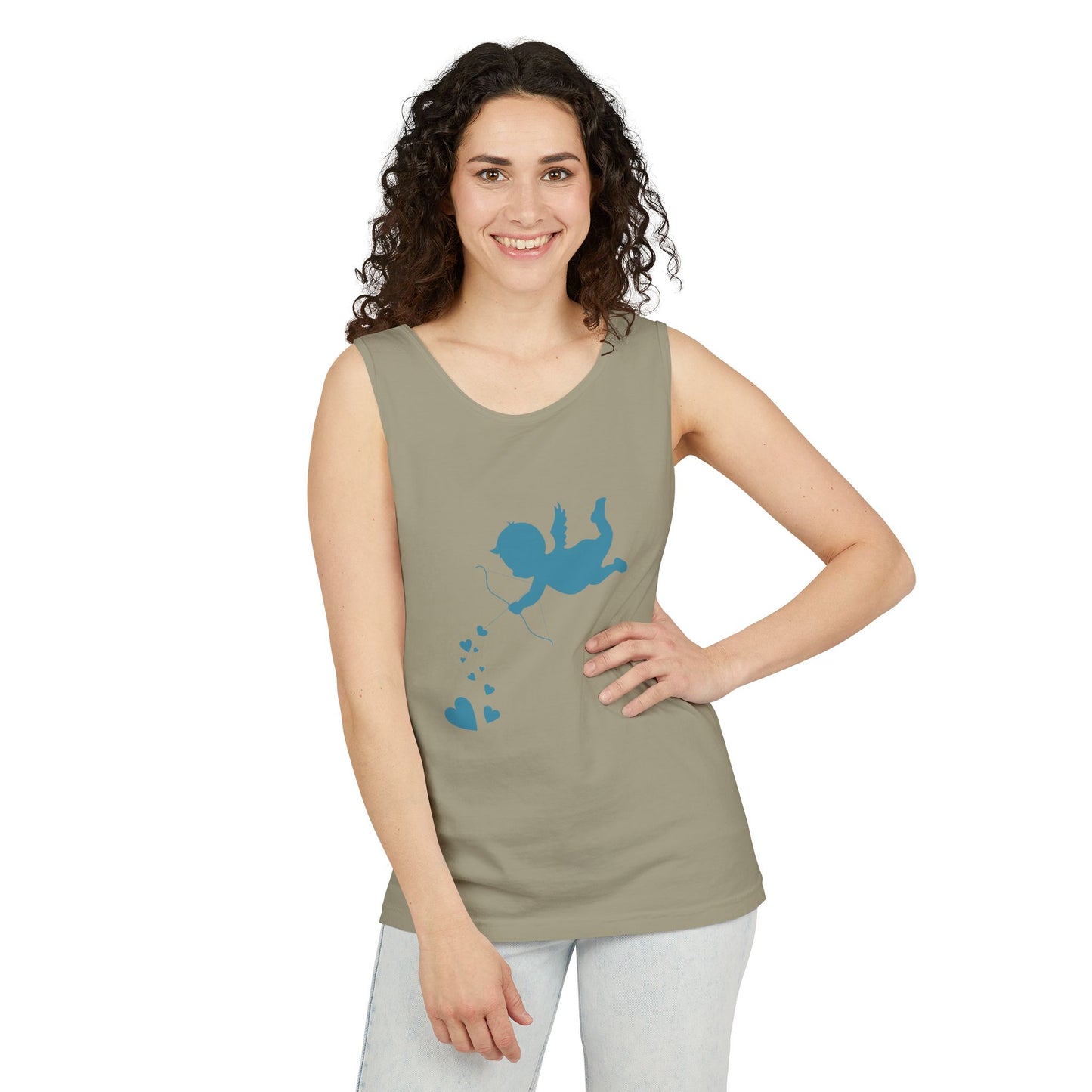 Cupid Love Tank Top - Unisex Garment-Dyed Shirt for Valentine's Day